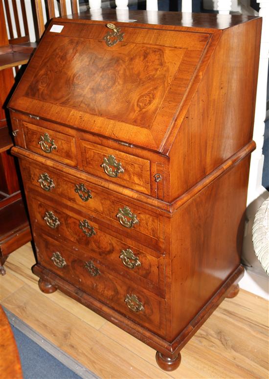 A Walnut bureau, W.61cm